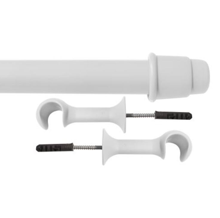 Kit Varão Para Cortina 1,5 Metros 19mm Branco Alpha