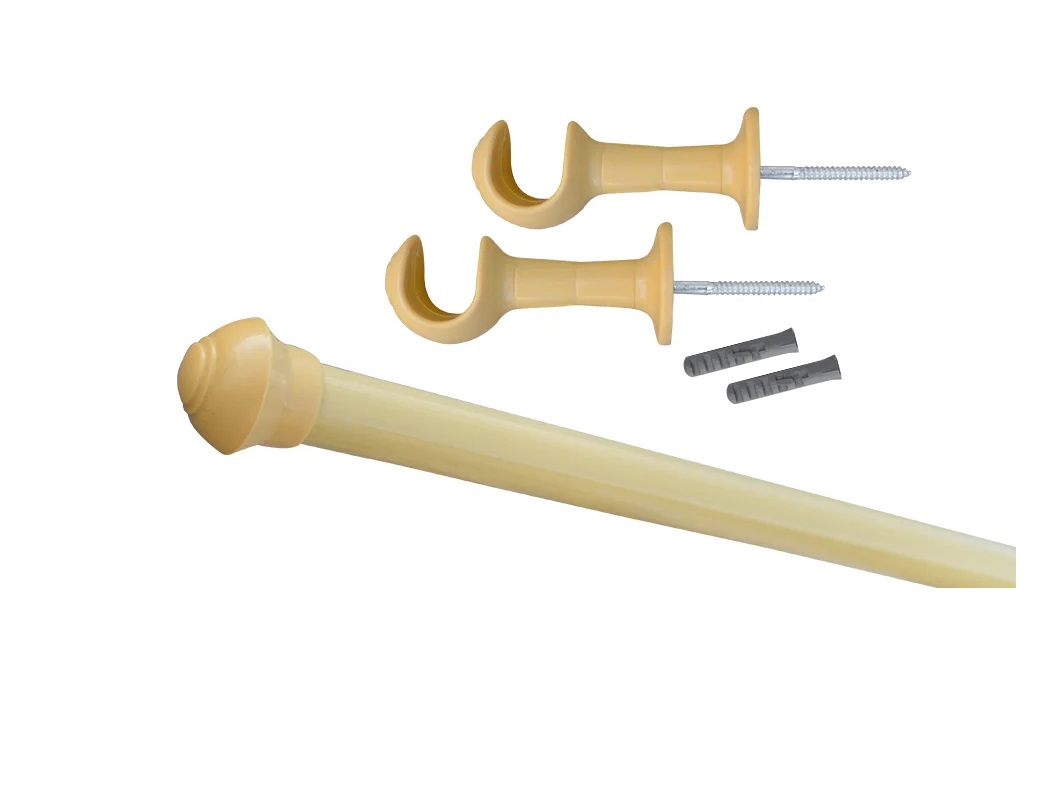 Kit Varão Para Cortina 2,5 Metros 19mm Palha Alpha