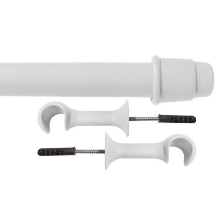 Kit Varão Para Cortina 3,0 Metros 19mm Branco Alpha