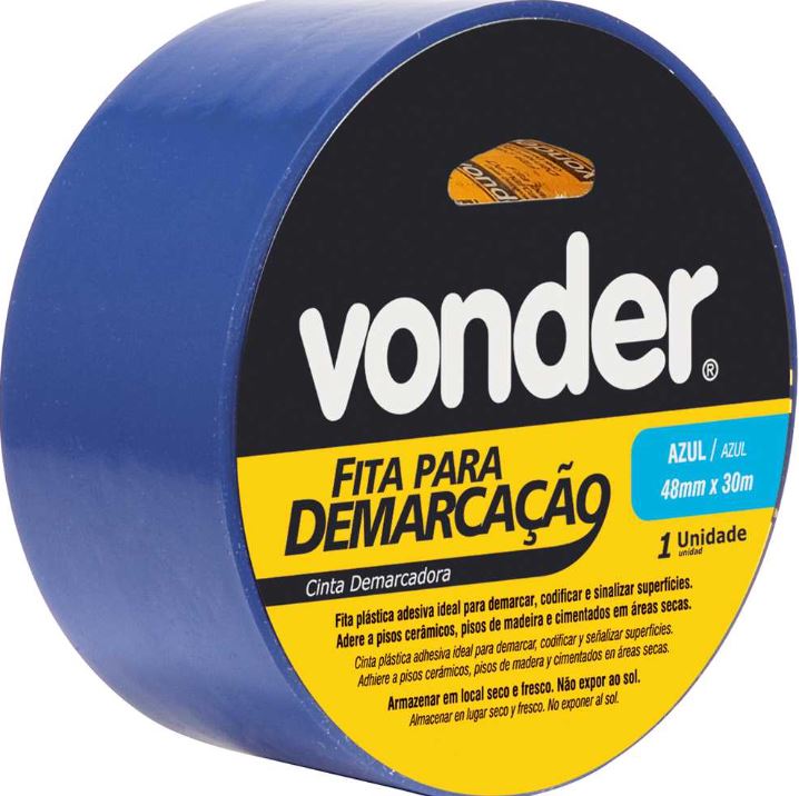 Fita Adesiva Para Demarcação 48mmx30 Metros Azul Vonder