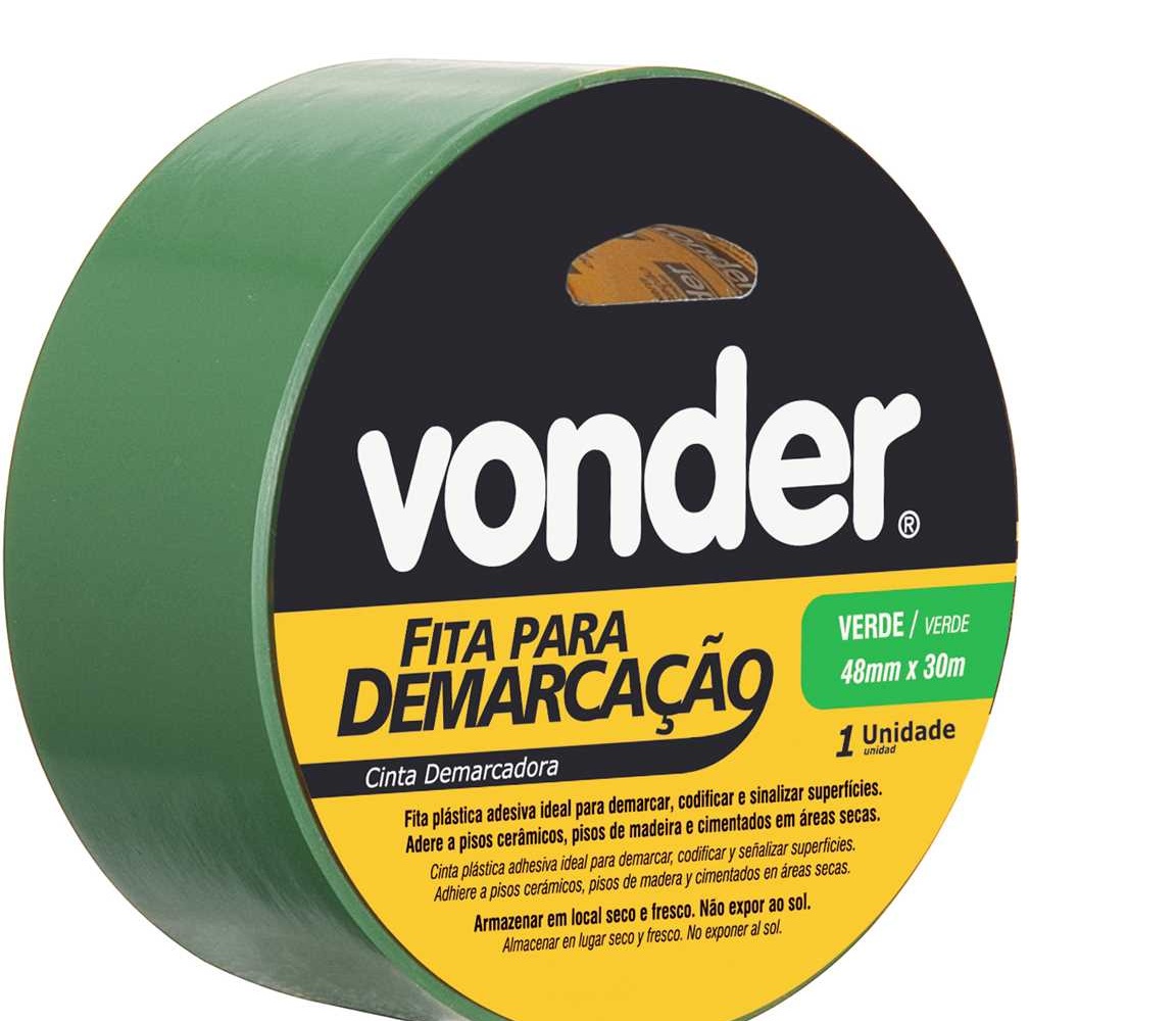 Fita Adesiva Para Demarcac?o 48mm x 30 Metros Verde Vonder