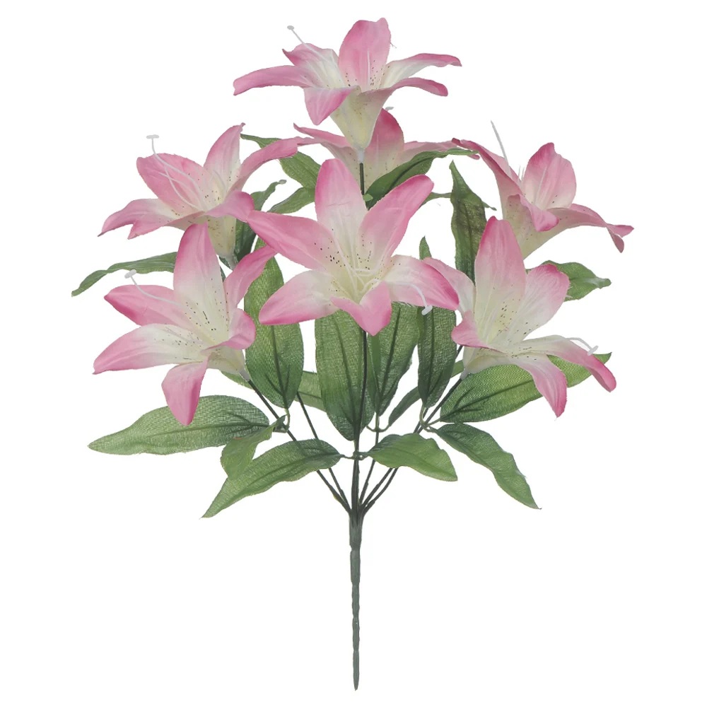 Buque Lirio Cetim X7 Rosa 35cm Florarte