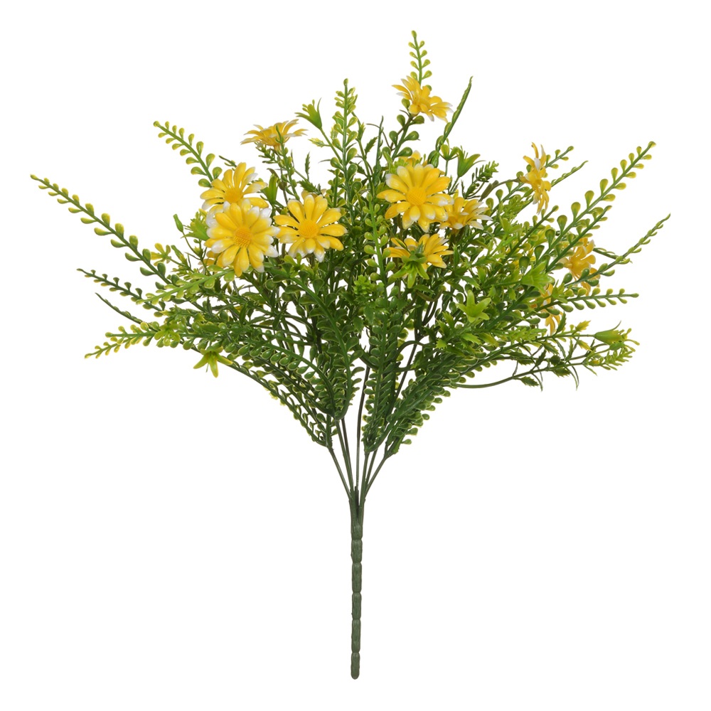 Folhagem Magarida Plastico X14 Amarelo 37cm Florarte
