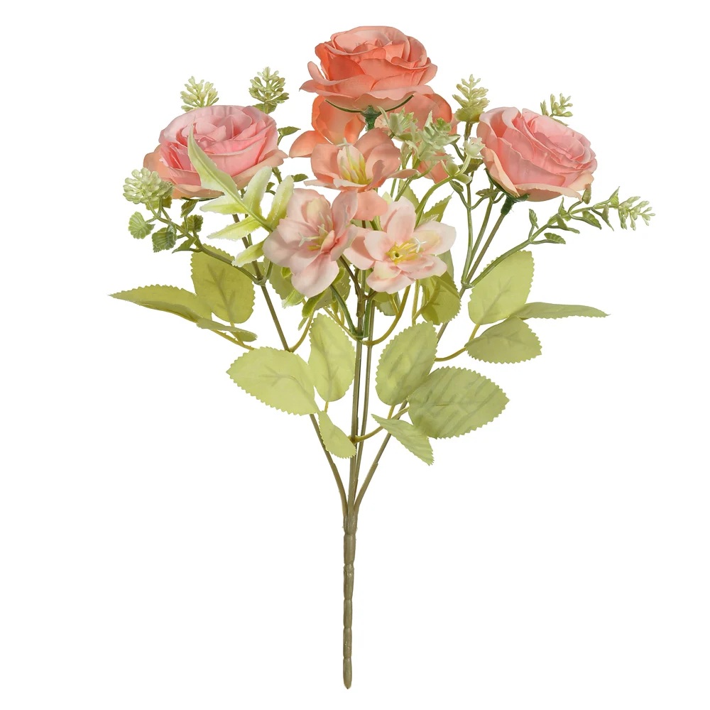 Buque Rosa Hortensia X5 Pessego Outono 30cm Florarte