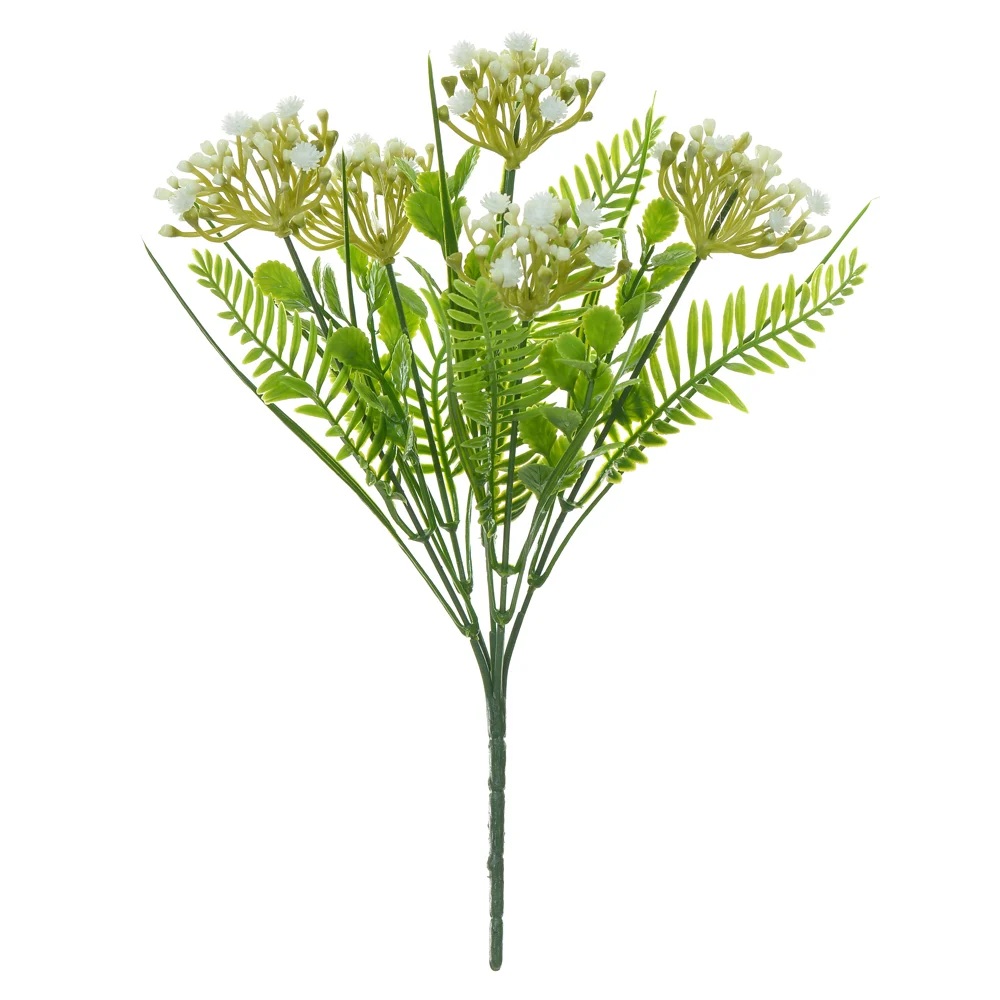 Folhagem Gypso Plastico X5 Branco 32cm Florarte
