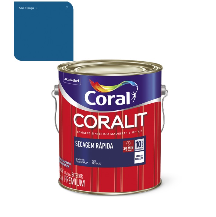 Tinta Esmalte Brilhante 3 Litros Secagem Rápida Azul França Coral