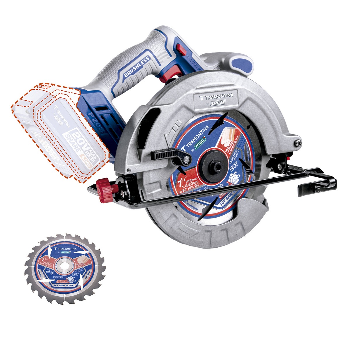 Serra Circular 7-1/4” 4800Rpm 20v Tramontina by Total
