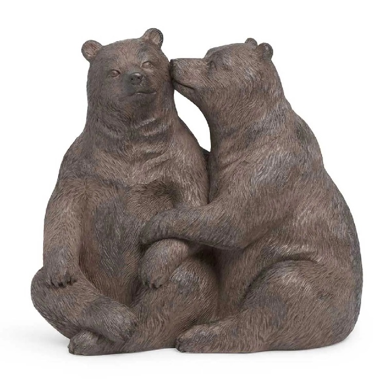 Escultura Decorativa Casal de Ursos em Poliresina Marrom 23cm Mart