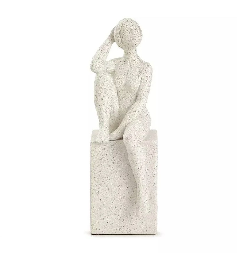 Escultura Mulher Sentada em Poliresina 19,5x6x4cm Mart