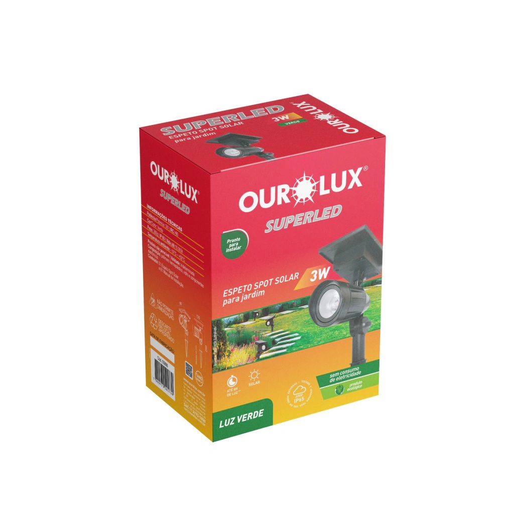 Esperto Para Jardim Spot Solar 3W Verde Ourolux