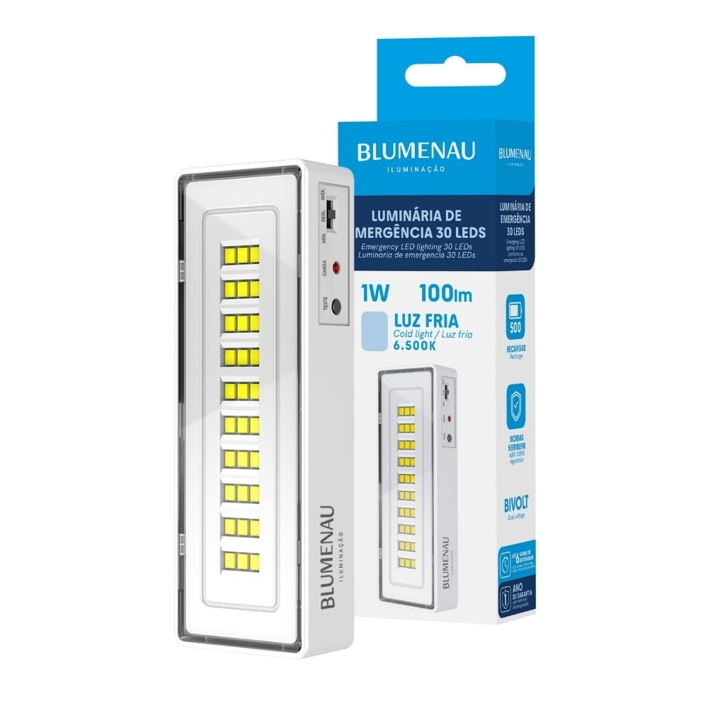Luminária de Emergência 30 Leds 1W Bivolt Blumenau