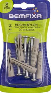 Parafuso Cabeça Panela com Bucha 08 Mm - Cartela Bemfixa