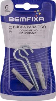 Gancho c/ Bucha oco 06mm 4,0x65mm
